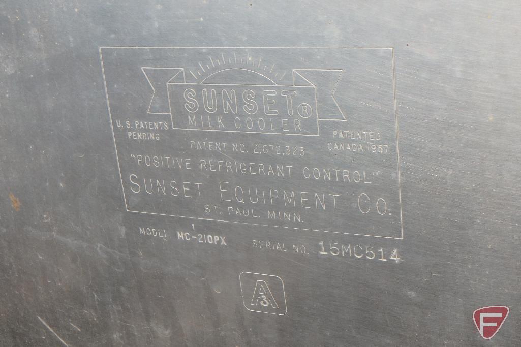 Sunset Milk cooler stainless steel bulk tank model MC-1/210PX, sn 15MC514