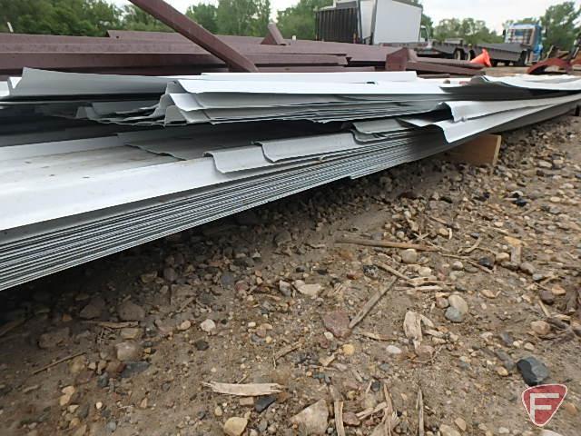 38in white steel siding, used, 10ft to 24ft lengths