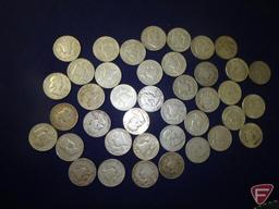 Avg. Circ. Lot of Franklin 90% Silver Half Dollars, $20.00 Face Value