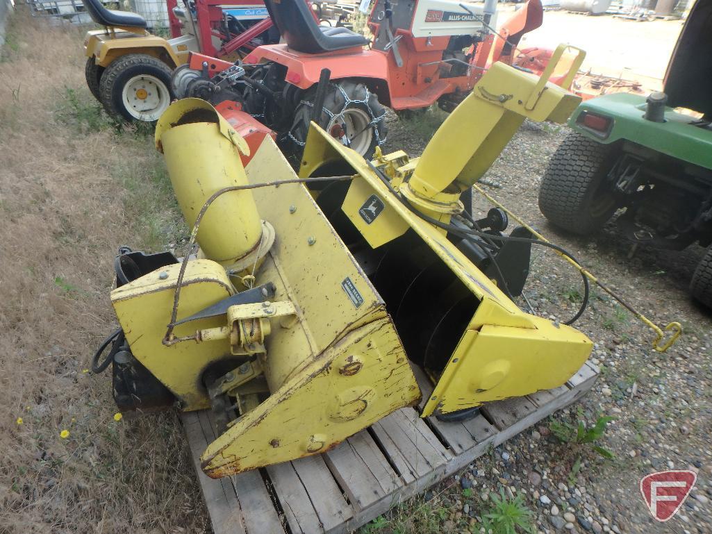 John Deere 318 riding garden tractor with front plow 54in attachment,