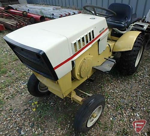 Sears Suburban riding garden tractor with 48in cultivator attachment, 35in snowblower, plow,