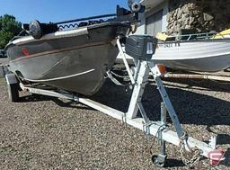 1960 Crestliner 16 ft. fishing boat with 1987 Sea Bird boat Trailer, VIN # 18sd1rp12h1201056