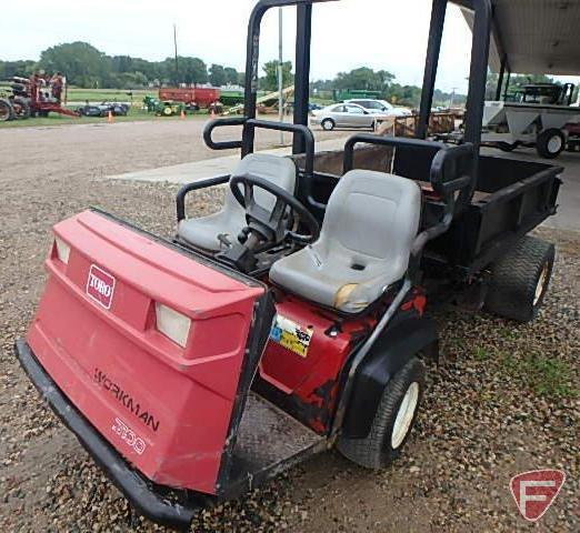 Toro Workman utility vehicle with ROPS and hydraulic dump bed, SN: 07210-30103