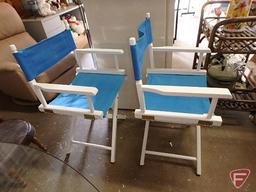 Weil McClain blue and white director chairs