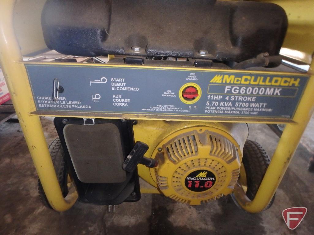 McCullock 5700watt power generator, 11hp, 4 stroke, 5.70kva, sn FG600MK