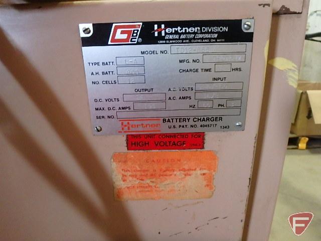 Hertner forklift battery charger, 24 volt output DC, three phase, 240/480 volt