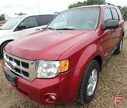 2008 Ford Escape Multipurpose Vehicle (MPV), VIN # 1fmcu03108kb29096