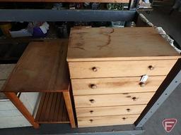 Unfinished wood dresser/storage cabinet, 5 drawers, 42inHx26inWx15inD, and