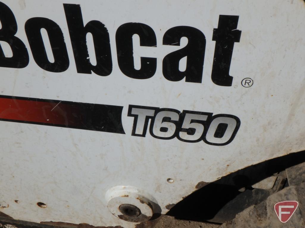 2015 Bobcat T650 Track Loader, cab, heat A/C, 1436 hours, aux hydraulics, 2-speed, foot controls, sn