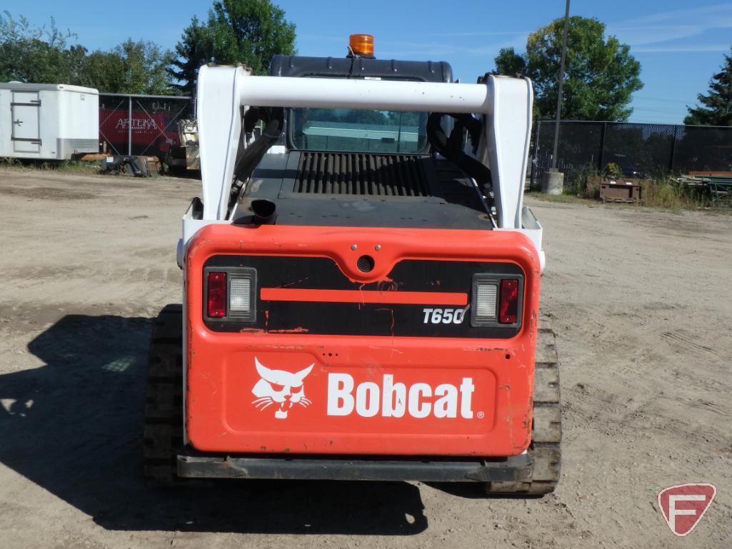 2015 Bobcat T650 Track Loader, cab, heat A/C, 1436 hours, aux hydraulics, 2-speed, foot controls, sn