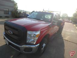 2015 Ford F-350 Flatbed Plow Pickup Truck with Duals, VIN # 1FD8X3HT7FEC97726