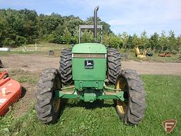 John Deere 2155 MFWD 7860 hours showing, folding ROPS, newer 16.9-28 rear rubber