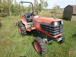 Kubota B2710 compact tractor, MFWD, 3300 hours showing, ROPS, 3pt, 540 PTO, hydrostatic