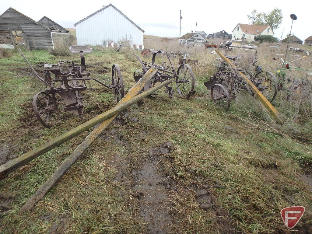 Group of (3) horse drawn plows