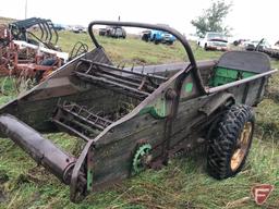 John Deere R single axle ground drive tractor spreader, serial #1