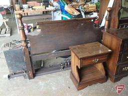 Wood dresser/storage cabinet with hutch-style mirror, 2pc, 8 drawers, 74inHx66inWx19inD, and