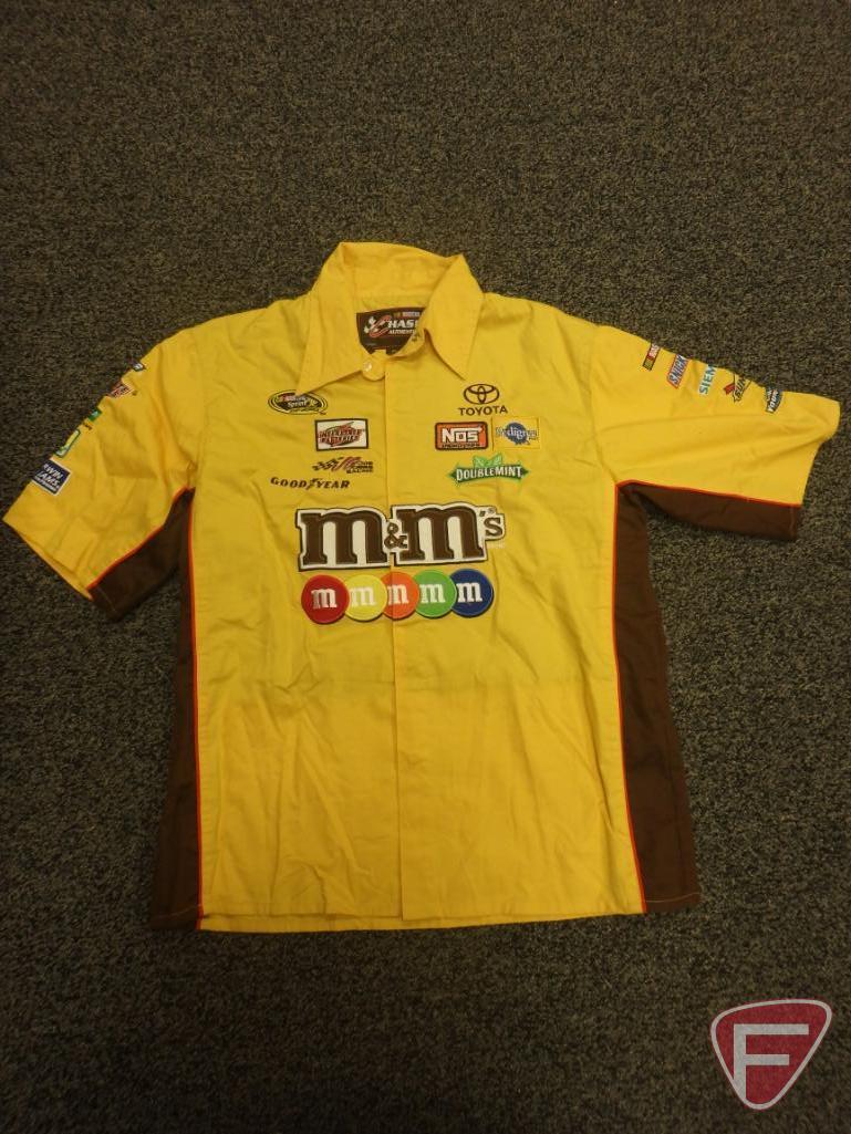 M&M/NASCAR racing shirt size M, and zip-up jacket size L. Both.