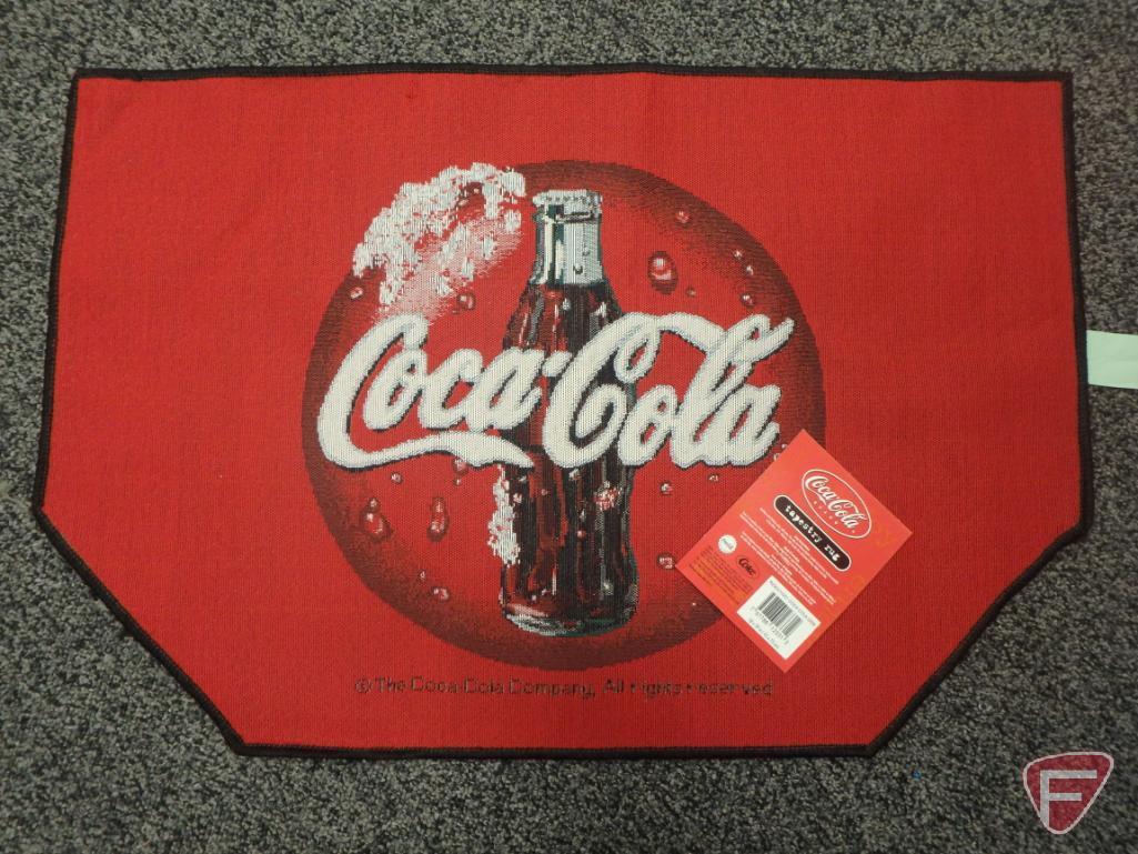 Coca-Cola items, electric train set, throw, soft-sided cooler, plush toys, pewter miniatures,