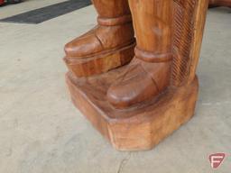 Life-sized carved wood Native American Chief statue