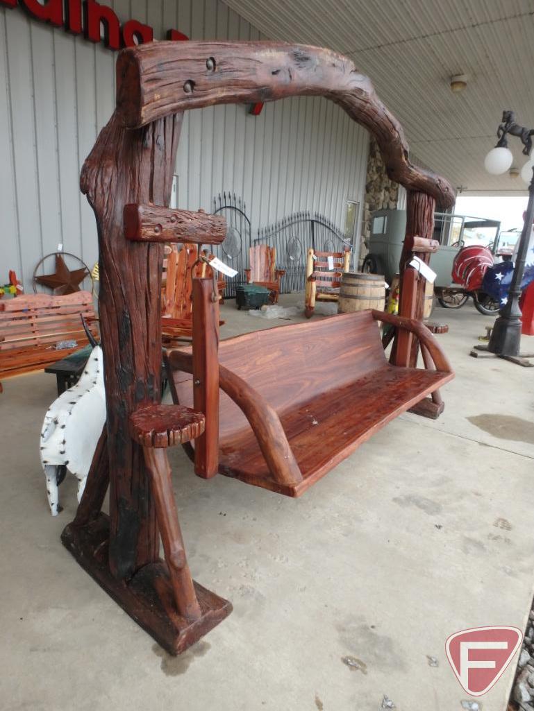 Teak wood bench swing