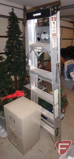 Husky 6ft aluminum step ladder and metal 2drawer file cabinet. Both