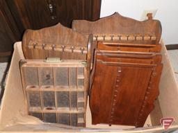 Collector spoons and wood wall display racks, matchbooks, and centerpiece bowl.