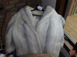 Wilsons Leather suede ladies jacket with matching gloves, Jordache ladies fur coat, size unknown,