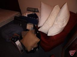 Comfort-Rest Downy Airbed, pillows, comforter, linens, throw pillows, blankets, quilt.