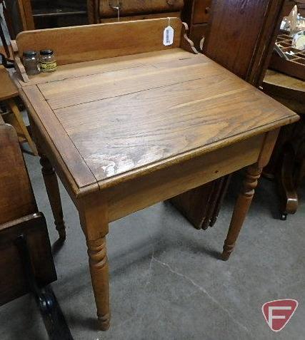 Wood desk with storage.