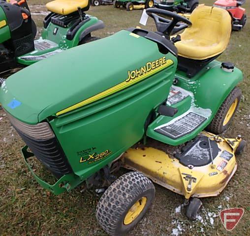 John Deere LX280 all wheel steer hydro-static lawn tractor, 54" deck, 627 hrs