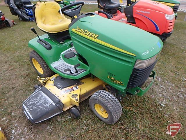 John Deere LX280 all wheel steer hydro-static lawn tractor, 54" deck, 627 hrs