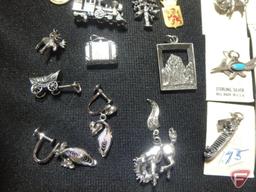 (16) Vintage Sterling Silver or silver-like charms for charm bracelets