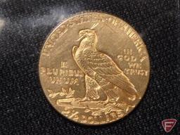 1926 $2.50 U.S. Gold Indian coin AU, possibly cleaned
