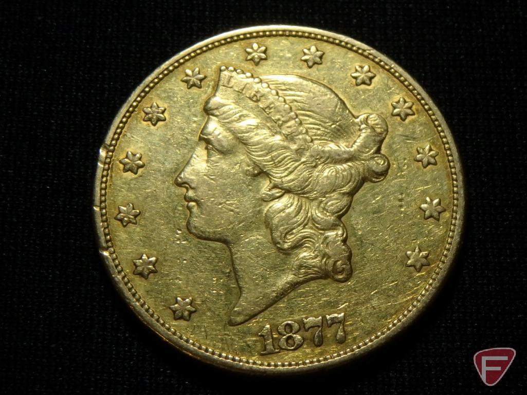 1877 $20 Liberty Gold type-3 VF+ to XF