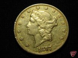 1877 $20 Liberty Gold type-3 VF+ to XF