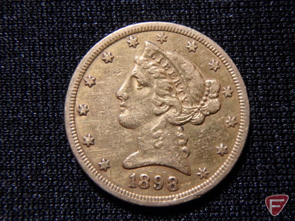 1898 $5 Liberty Gold U.S. coin VF