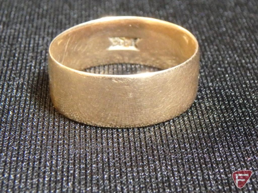 14K Yellow Gold 7.5mm wedding ring, Ladies Yellow GF Elgin Huntington case pocket watch