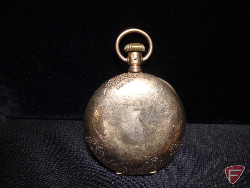 Lever-set 18 size Elgin huntington pocket watch, engraved "Emma Diotte Somerset, WI"