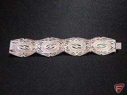 Ladies Sterling Silver 7" ornate filigree bracelet