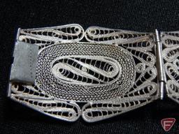 Ladies Sterling Silver 7" ornate filigree bracelet
