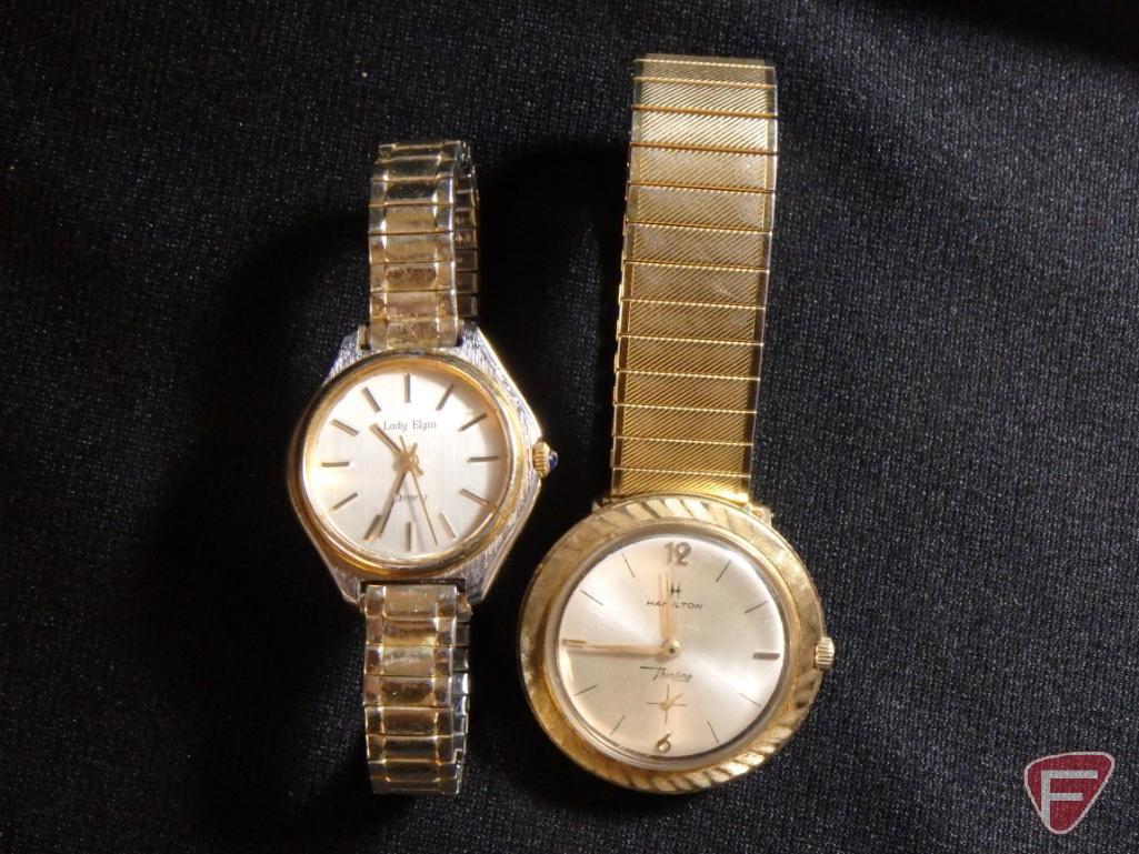 Men's 14K Yellow Gold Hamilton manual-wind wrist watch, Lady Elgin battery operated wrist watch