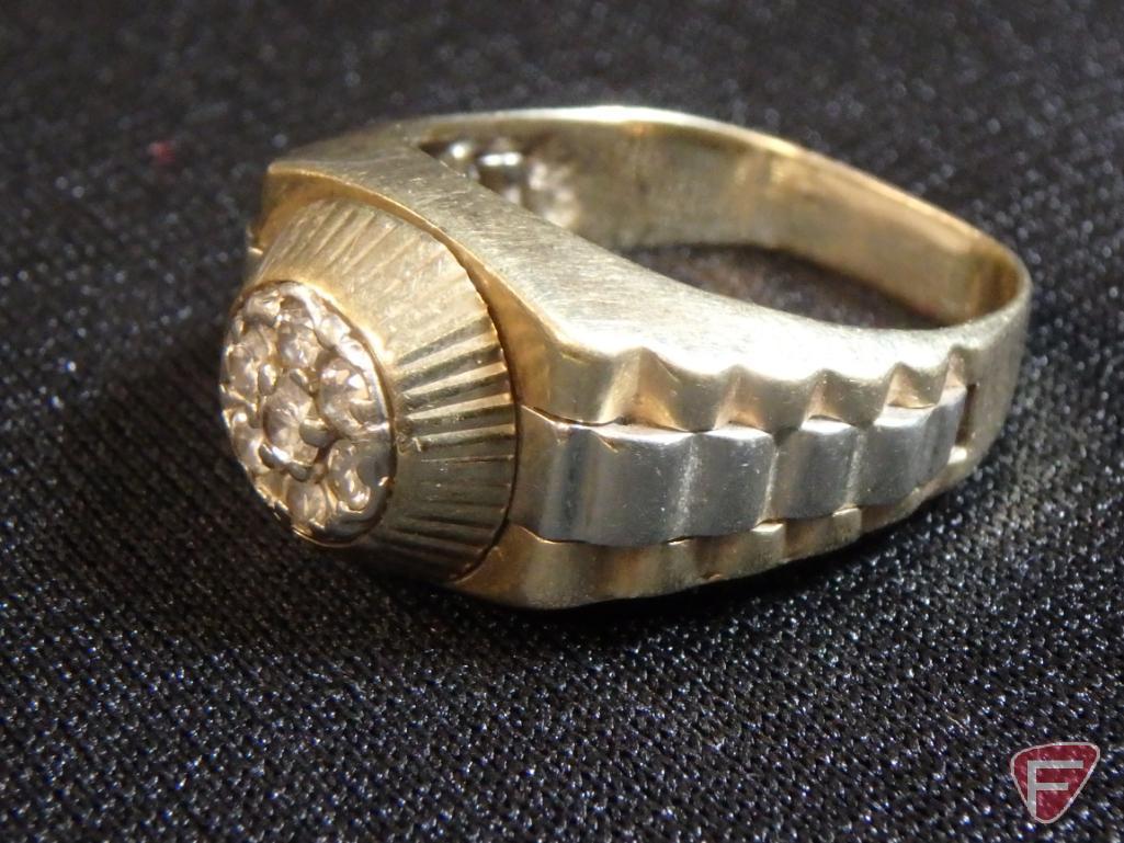 Gents 10K T/Tone Gold Rolex-look Diamond ring