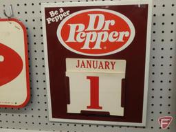 Dr Pepper metal perpetual calendar, 15inHx13inW