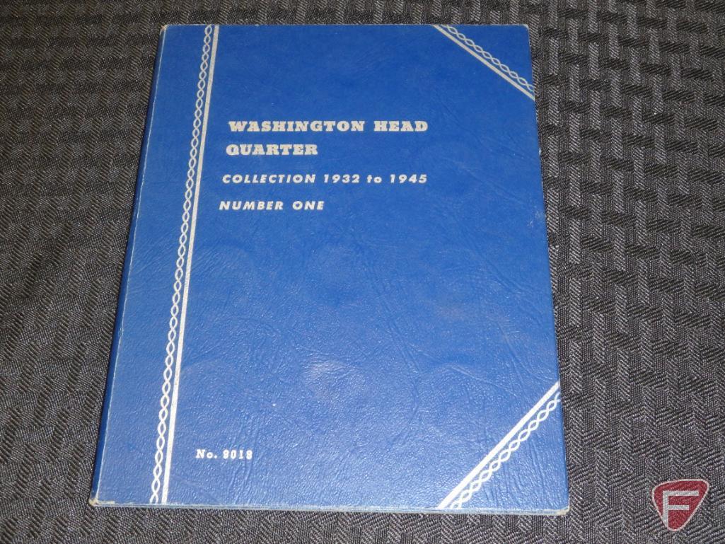 Partial book of Washington quarters 1932 to 1945, missing 32S key date, 1932D key date and