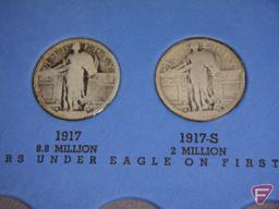 Partial book of Standing Liberty quarters, 3 dateless, partial dates 1925, 1926, and 1930,