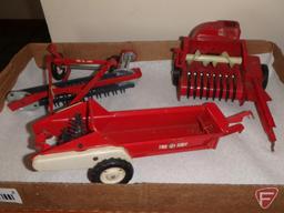 Tru-Scale manure spreader, rake, and silage blower. Silage blower is missing spout