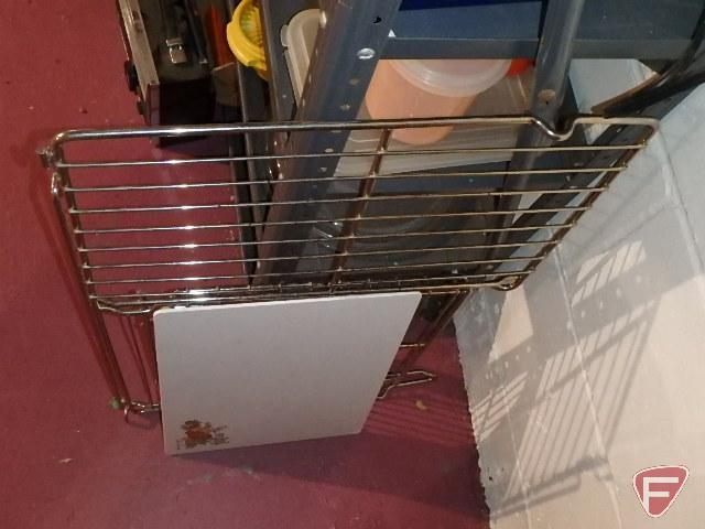 (2) metal shelves contents included, 59"H and 30"H