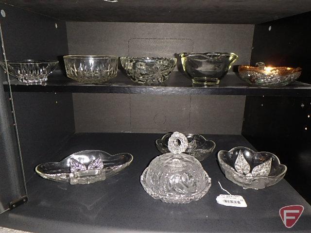 Glassware dishes and covered crystal dish