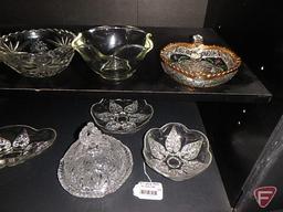 Glassware dishes and covered crystal dish