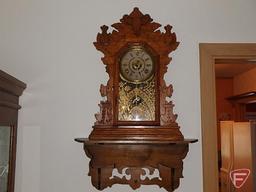 Mantle clock made in USA and shelf with drawer